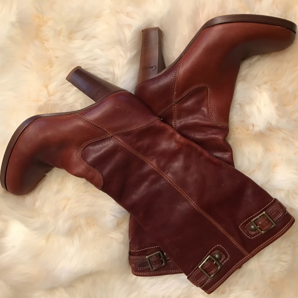 Brown Leather Coach Boots (Mid Calf Height)